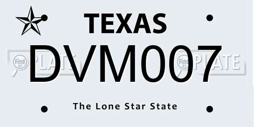 DVM007 Texas License Plate