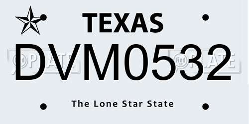 DVM0532 Texas License Plate