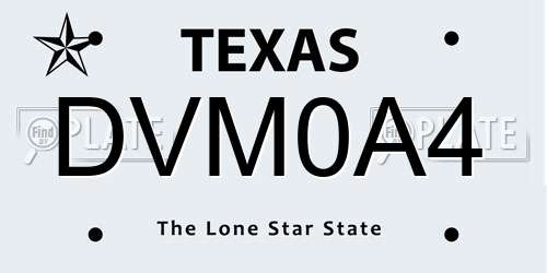 DVM0A4 Texas License Plate