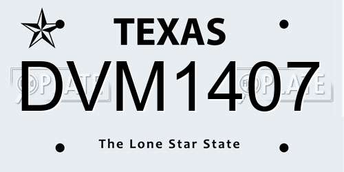 DVM1407 Texas License Plate