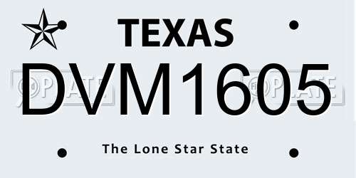 DVM1605 Texas License Plate