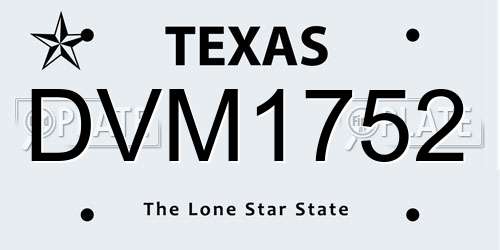 DVM1752 Texas License Plate
