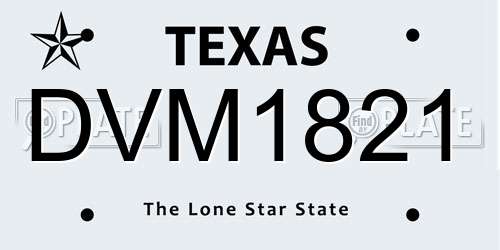 DVM1821 Texas License Plate
