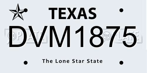 DVM1875 Texas License Plate