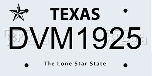 DVM1925 Texas License Plate