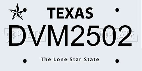 DVM2502 Texas License Plate
