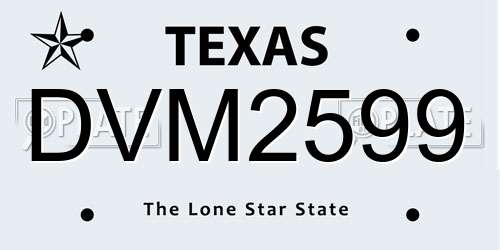 DVM2599 Texas License Plate