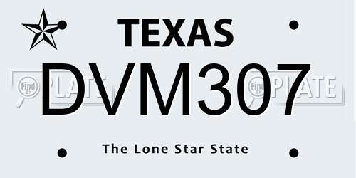 DVM307 Texas License Plate