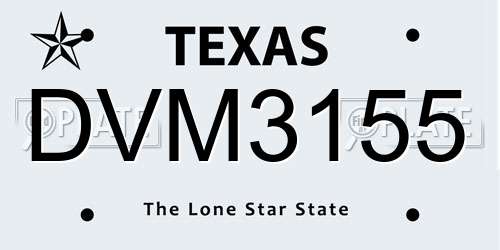 DVM3155 Texas License Plate