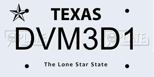 DVM3D1 Texas License Plate