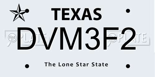 DVM3F2 Texas License Plate