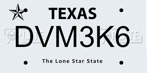 DVM3K6 Texas License Plate
