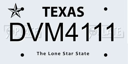 DVM4111 Texas License Plate