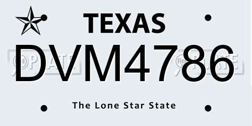 DVM4786 Texas License Plate