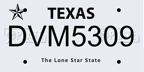 DVM5309 Texas License Plate