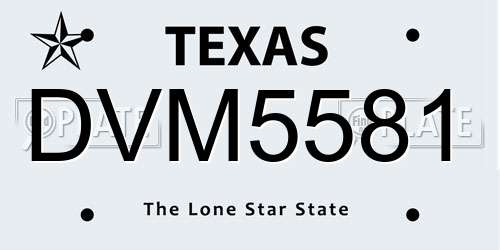 DVM5581 Texas License Plate