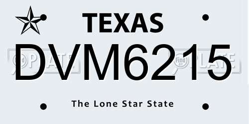 DVM6215 Texas License Plate