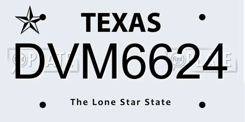 DVM6624 Texas License Plate