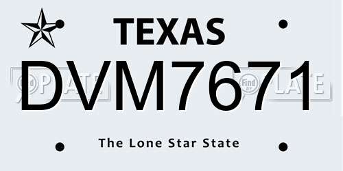 DVM7671 Texas License Plate