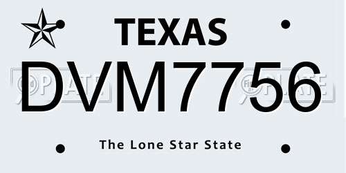 DVM7756 Texas License Plate