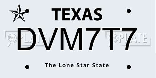 DVM7T7 Texas License Plate