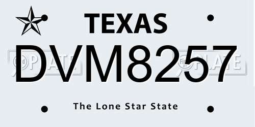 DVM8257 Texas License Plate