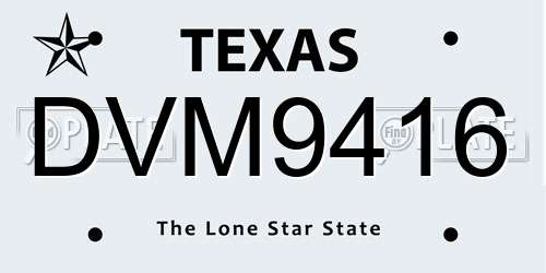 DVM9416 Texas License Plate