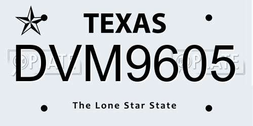 DVM9605 Texas License Plate