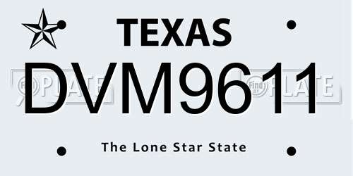 DVM9611 Texas License Plate