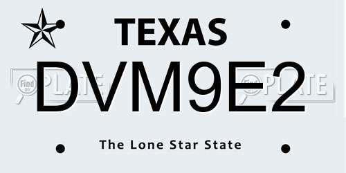 DVM9E2 Texas License Plate