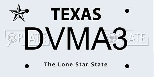 DVMA3 Texas License Plate
