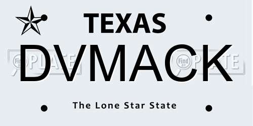 DVMACK Texas License Plate