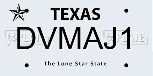 DVMAJ1 Texas License Plate