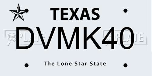 DVMK40 Texas License Plate