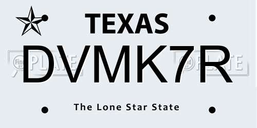 DVMK7R Texas License Plate