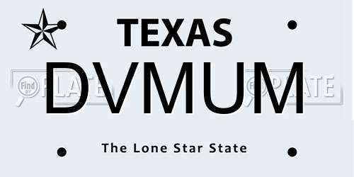 DVMUM Texas License Plate
