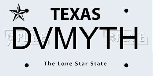 DVMYTH Texas License Plate