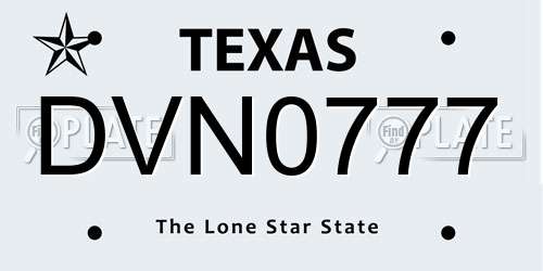 DVN0777 Texas License Plate