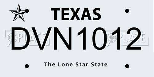DVN1012 Texas License Plate