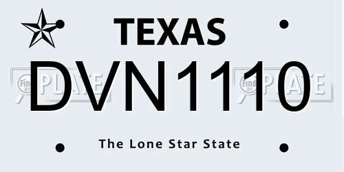 DVN1110 Texas License Plate