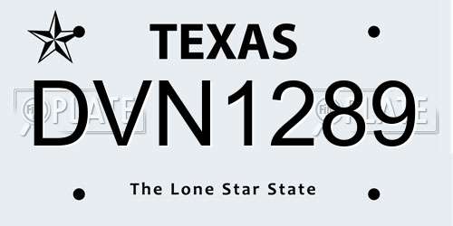 DVN1289 Texas License Plate