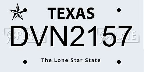 DVN2157 Texas License Plate
