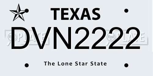 DVN2222 Texas License Plate