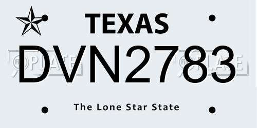 DVN2783 Texas License Plate