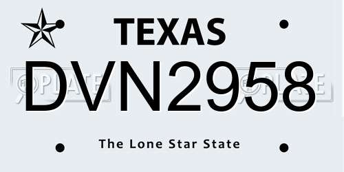 DVN2958 Texas License Plate