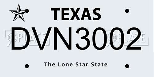 DVN3002 Texas License Plate