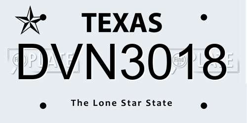 DVN3018 Texas License Plate