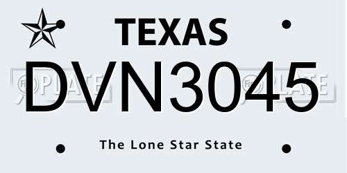 DVN3045 Texas License Plate