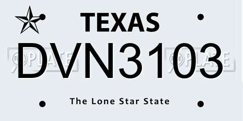 DVN3103 Texas License Plate