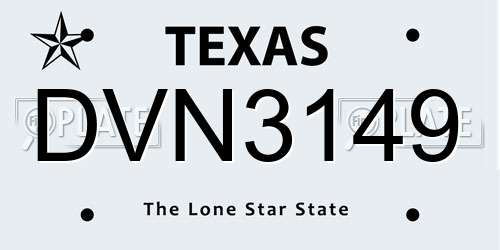 DVN3149 Texas License Plate